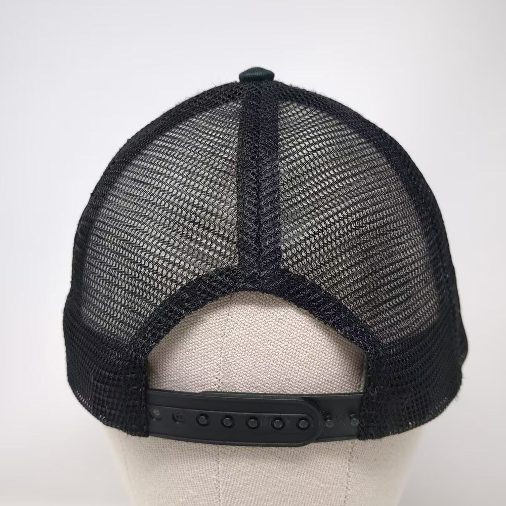 Three Nails Black OS Trucker Hat Embroidered Cross Logo Mesh Snapback Crown - Picture 6 of 9